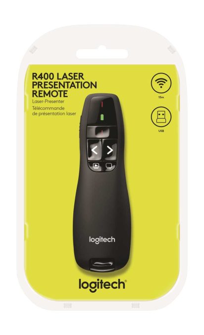 Презентер Logitech R400 (черный, 2.4 GHz, 2 батареи типа AAA, футляр для переноски) (M/N: R-R0008 / C-U0014)
