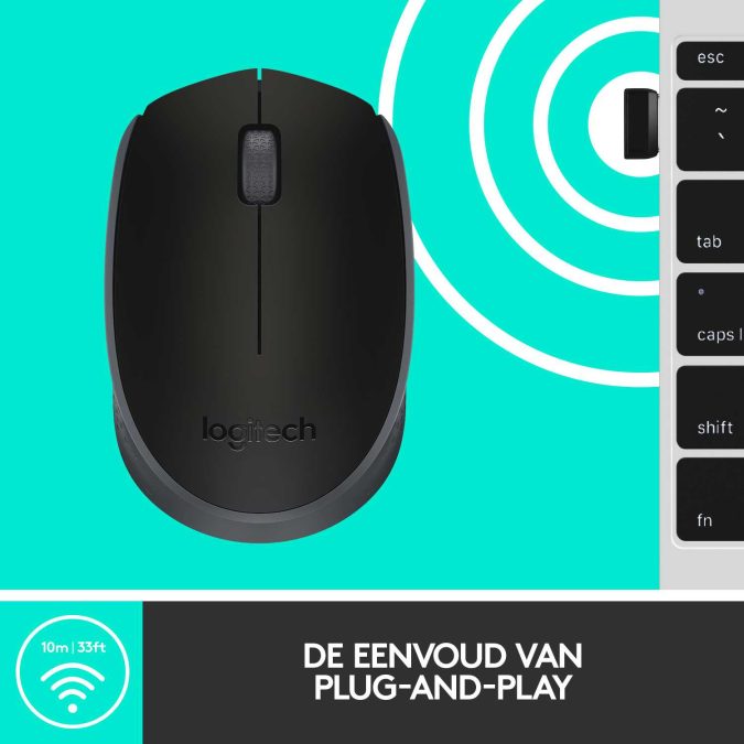 Мышь беспроводная Logitech M171 Black (черная, оптическая, 1000dpi, 2.4 GHz/USB-ресивер)(M/N: M-R0060 / C-U0010)
