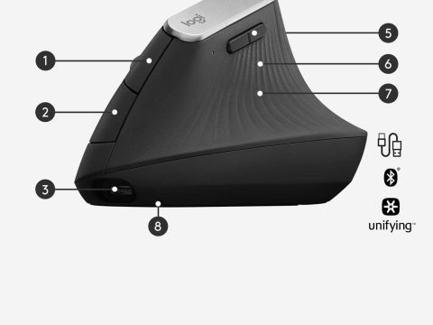 Мышь беспроводная Logitech MX Vertical (400-4000 dpi, Bluetooth, 2.4 GHz/USB-ресивер (Logitech Unifying®), 4 настраиваемые кнопки, перезаряжаемая литий-полимерная батарея (240 мА·ч)), (M/N: M-R0074 / C-U0007)