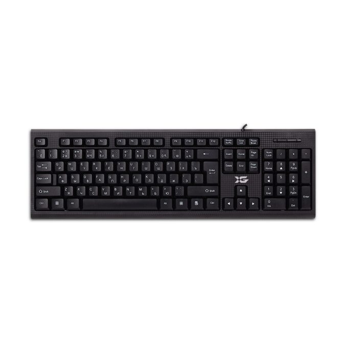 Клавиатура, XG, XK-100UB, Ультратонкая, USB, Кол-во стандартных клавиш 104, Анг/Рус/Каз, Чёрный