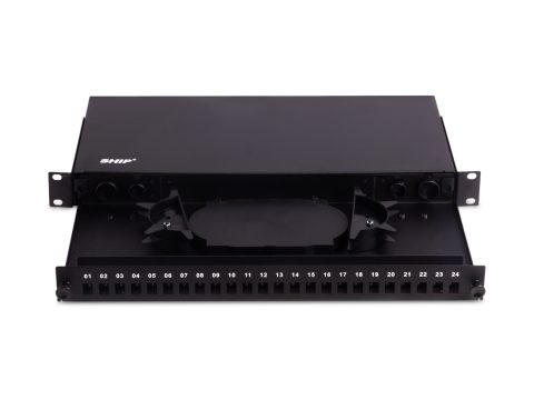 Оптический кросс, SHIP, F-M1, 19" (1U), 24 Порта SC, Simplex, LC Duplex, Без адаптеров, Чёрный
