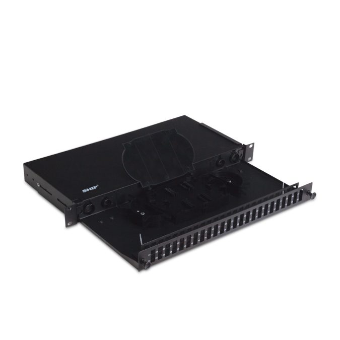 Оптический кросс, SHIP, F-M2, 19" (1U), 24 Порта SC Duplex, Без адаптеров, Чёрный