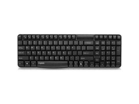 Клавиатура, Rapoo, E1050, Беспроводная 2.4ГГц, Кол-во стандартных клавиш 104, USB Type-A, Англ/Рус, Защита от воды, Радиус действия до 10 м, Черный