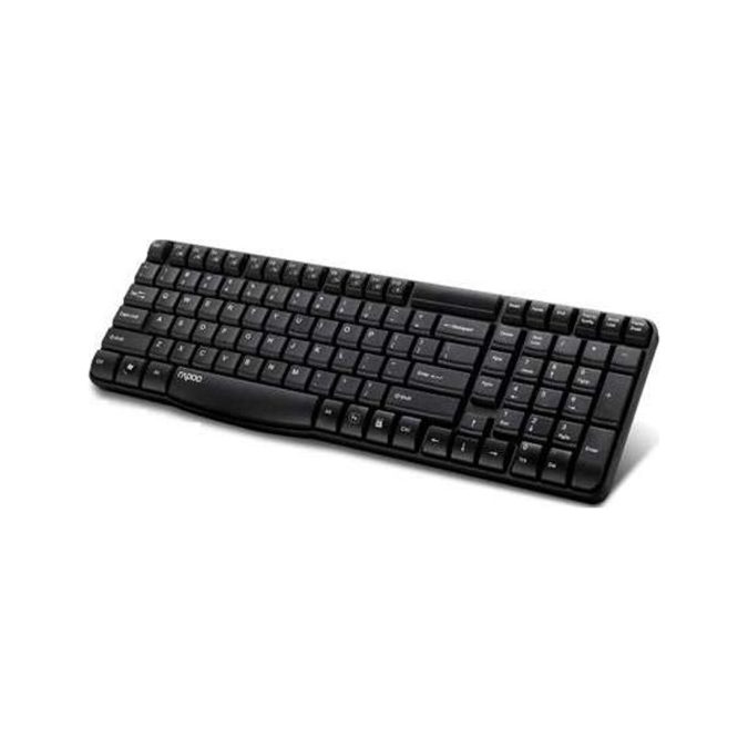 Клавиатура, Rapoo, E1050, Беспроводная 2.4ГГц, Кол-во стандартных клавиш 104, USB Type-A, Англ/Рус, Защита от воды, Радиус действия до 10 м, Черный