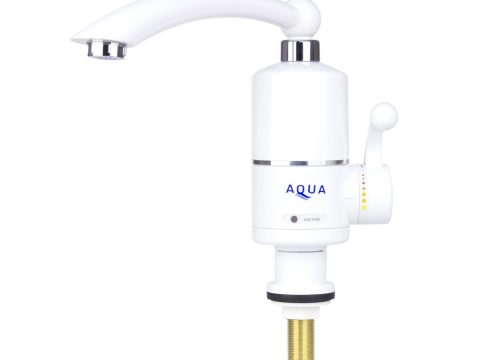 Бытовой кран с подогревом воды, AQUA, WH101W, 220В, Температура нагрева до +60 С, Длина кабеля 1.5м, Белый