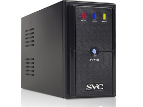 Источник бесперебойного питания, SVC, V-600-L, Мощность 600ВА/360Вт, Диапазон работы AVR: 165-275В, AVR в режиме Booster: 138-292В, Бат.: 12В/7.5 Ач*1шт., 3 вых.: 2 Shuko CEE7+1 IEC C13 (Bypass), Чёрный