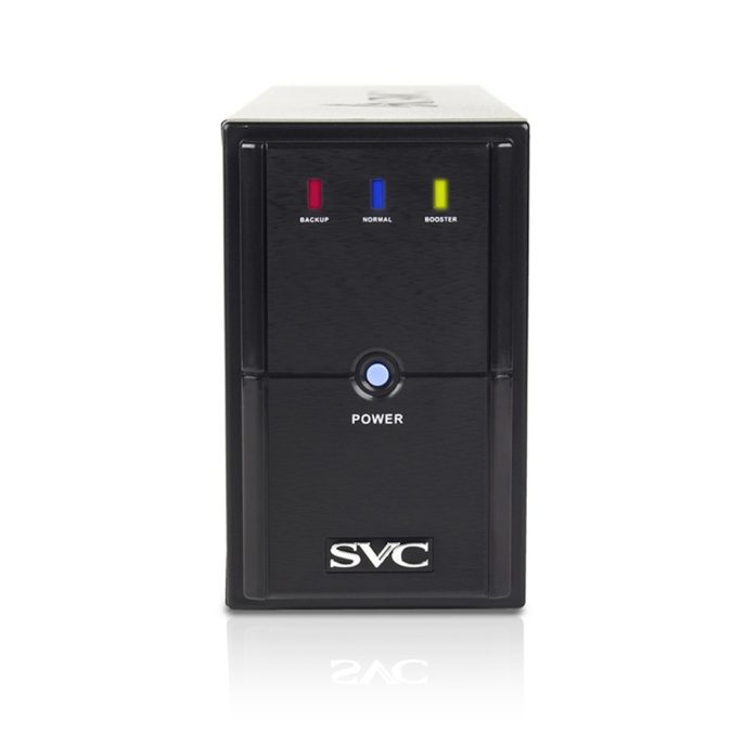 Источник бесперебойного питания, SVC, V-600-L, Мощность 600ВА/360Вт, Диапазон работы AVR: 165-275В, AVR в режиме Booster: 138-292В, Бат.: 12В/7.5 Ач*1шт., 3 вых.: 2 Shuko CEE7+1 IEC C13 (Bypass), Чёрный
