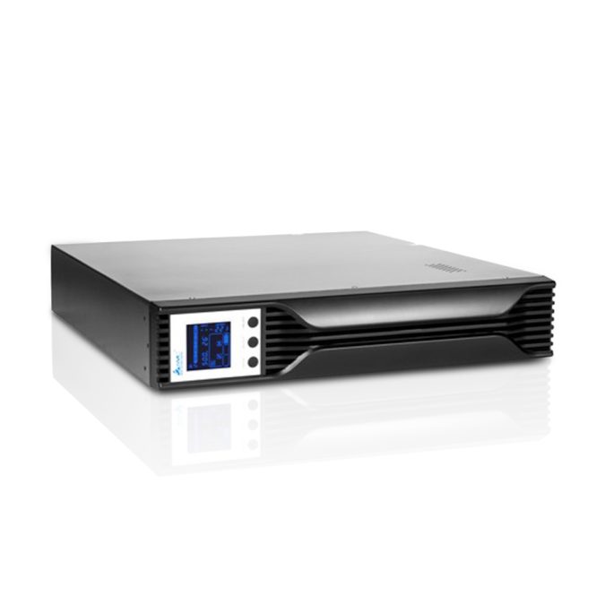 Источник бесперебойного питания, SVC, RTL-1K-LCD, Мощность 1000ВА/700Вт, Стоечный 19'' 2U, RTL-серия, USB-SMART, Диапазон работы AVR: 145-275В, Бат.: 12В/7.5Aч*2шт., Вентилятор: 8cм*1шт., 2 вых., Чёрный