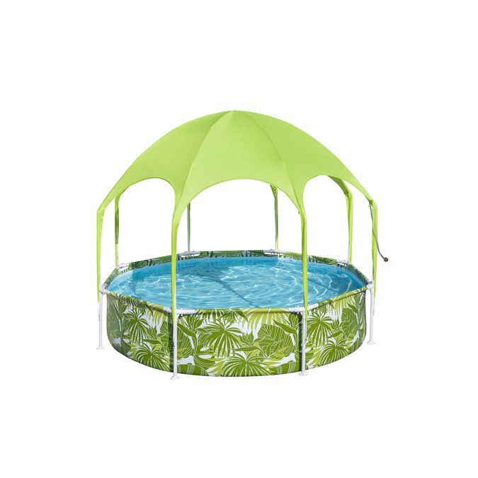 Каркасный бассейн Steel Pro Splash-in-Shade 244 х 51 см, BESTWAY, 56432, Винил, 1688 л., С навесом, Встроенный разбрызгиватель, Зелёный, Цветная коробка