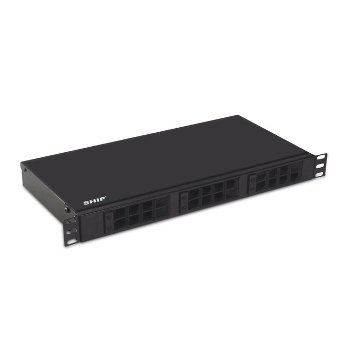 Оптический кросс, SHIP, F-N1, 19" (1U), 24 Порта, FC/SC/ST Simplex LC Duplex, Универсальный, Без адаптеров, Чёрный
