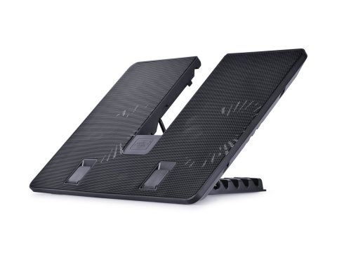 Охлаждающая подставка для ноутбука, Deepcool, U PAL DP-N214A5_UPAL, 15.6", Вентилятор 2*14см, 1000±10%RPM, Сквозной USB 2.0, 26,3дБл, Габариты 390х280х27,5мм, Чёрный