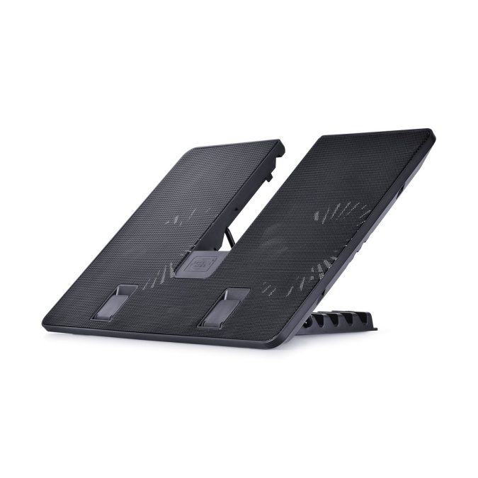 Охлаждающая подставка для ноутбука, Deepcool, U PAL DP-N214A5_UPAL, 15.6", Вентилятор 2*14см, 1000±10%RPM, Сквозной USB 2.0, 26,3дБл, Габариты 390х280х27,5мм, Чёрный