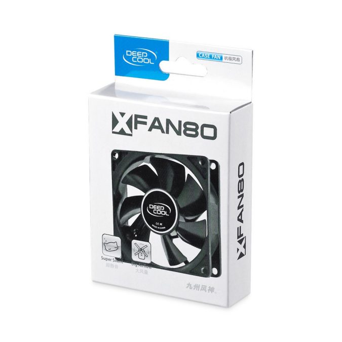 Кулер для компьютерного корпуса, Deepcool, XFAN 80 DP-FDC-XF80, 80мм, 1800±10%об.мин, 21.8CFM, 20.3dB(A), 80х80х25мм, Чёрный