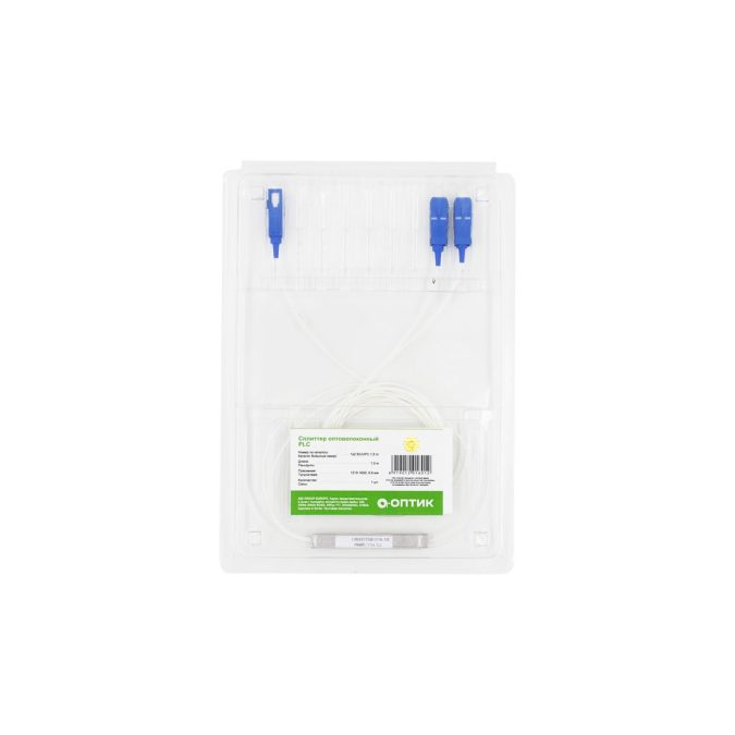 Сплиттер оптоволоконный, А-Оптик, PLC-1х2, SC/UPC-SC/UPC 1.5м, SM 1210-1650, 0.9мм,