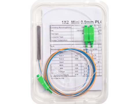 Сплиттер оптоволоконный, А-Оптик, PLC-1х2, SC/APC-SC/APC 1.5м, SM 1260-1650, 0.9мм