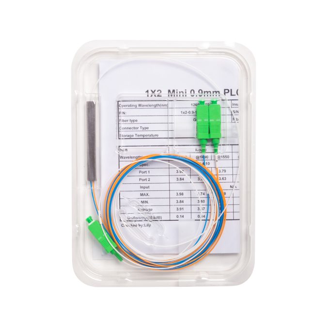 Сплиттер оптоволоконный, А-Оптик, PLC-1х2, SC/APC-SC/APC 1.5м, SM 1260-1650, 0.9мм