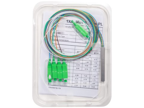 Сплиттер оптоволоконный, А-Оптик, PLC-1х4, SC/APC-SC/APC 1.5м, SM 1260-1650, 0.9мм