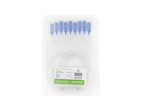 Сплиттер оптоволоконный, А-Оптик, PLC-1х8, SC/UPC-SC/UPC 1.5м, SM 1210-1650, 0.9мм