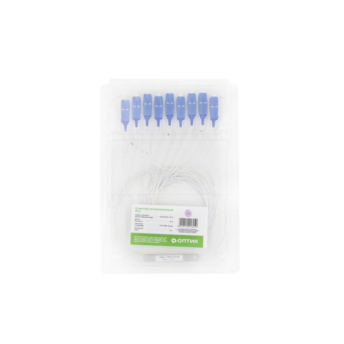Сплиттер оптоволоконный, А-Оптик, PLC-1х8, SC/UPC-SC/UPC 1.5м, SM 1210-1650, 0.9мм