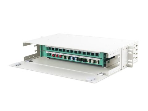 Оптический кросс, А-Оптик, AO-9001, 19" (2U), 12/24 Порта, Simplex, SC/FC/LC, Неукомплектованный, Серый