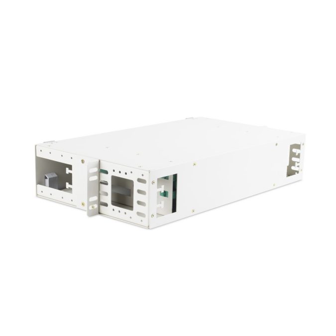 Оптический кросс, А-Оптик, AO-9001, 19" (2U), 12/24 Порта, Simplex, SC/FC/LC, Неукомплектованный, Серый