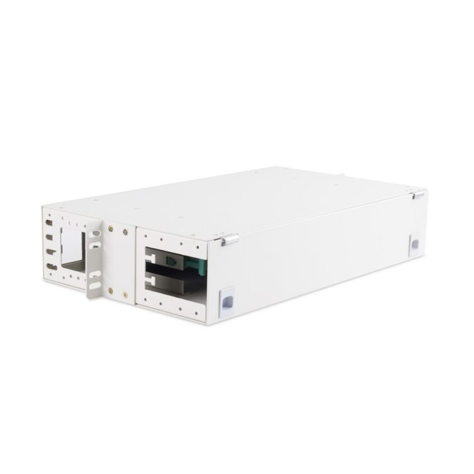 Оптический кросс, А-Оптик, AO-9001, 19" (2U), 12/24 Порта, Simplex, SC/FC/LC, Неукомплектованный, Серый
