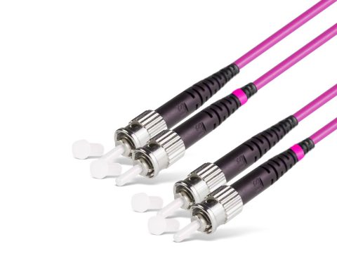 Патч корд оптоволоконный,, ST/UPC-ST/UPC MM OM4 50/125 Duplex 3.0мм 1 м, LSZH