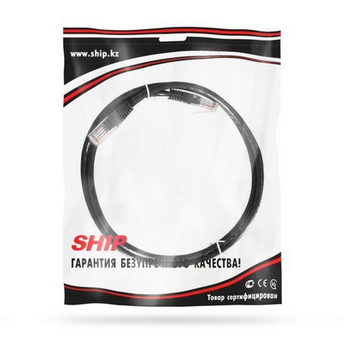 Патч Корд, SHIP, S3025BK0050-P, Cat.5e, UTP, LSZH, RJ-45, 0.5 м, Чёрный, Пол. пакет