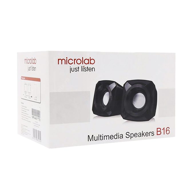 Колонки, MicroLab, B16, 2.0, 5Вт (2,5Вт*2), USB (питание), 3.5MiniJack, Длина кабеля 0,8 м., Чёрный