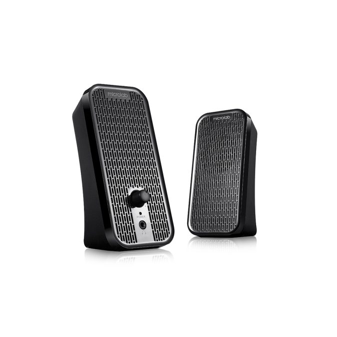 Колонки, Microlab, B55(13), 2.0, 4Вт (2Вт*2), USB (питание), Диапазон частот 80-18кГц, 3,5 MiniJack, Размер 85*198*45 мм., Чёрный