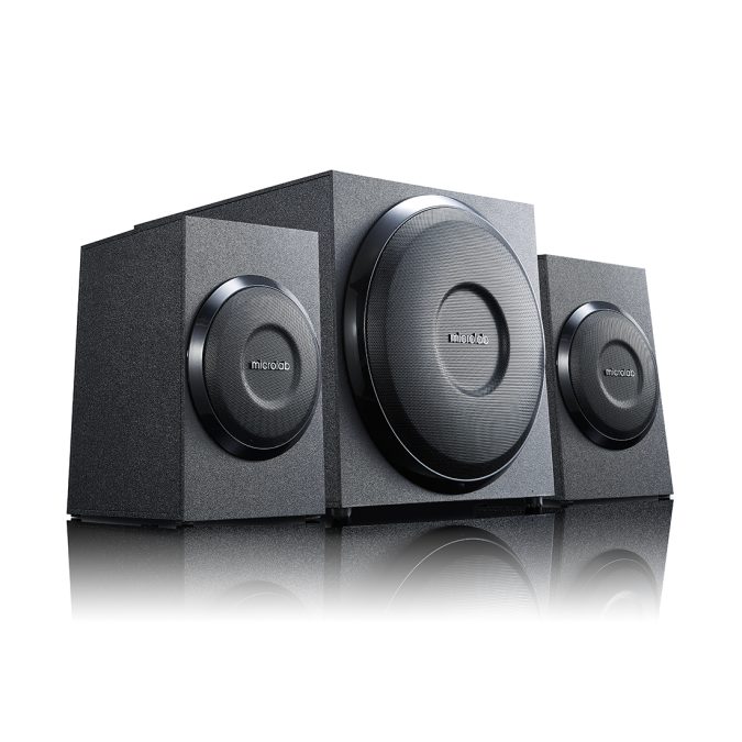 Акустическая система, Microlab, M-110, 2.1, 10Вт (5Вт+2,5Вт*2), Вход 3,5 MiniJack, Выход 2RCA, Чёрный