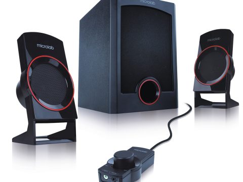 Акустическая система, Microlab, M-111, 2.1, 12Вт (3Вт*2+6Вт), Выход 2RCA, Вход 3,5 MiniJack, Проводной пульт ДУ, Чёрный