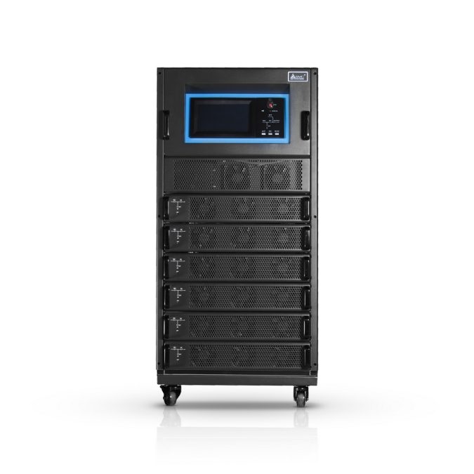 Источник бесперебойного питания, SVC, RM090/15X, 90кВа/90кВт., Тип: модульный, Высота 1.1м., Подключение до 6 модулей 15кВт(PM15X), Холодный старт, Горячая замена модулей, 3 фазы на вход/3 фазы на выход, Коэффициент мощности 1