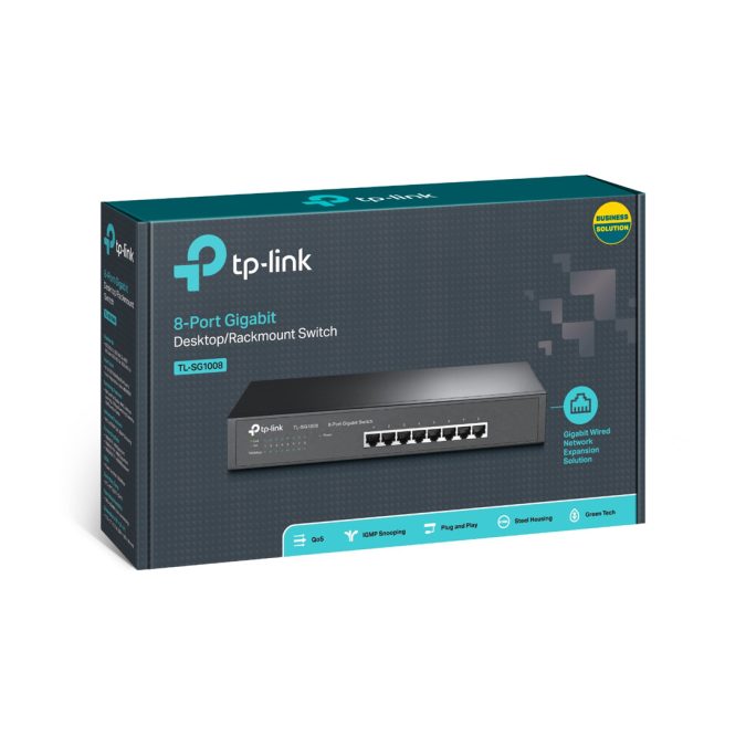 Коммутатор, TP-Link, TL-SG1008, 19-дюймовый стоечный, неуправляемый, 8 портов 10/100/1000М, Корпус металл, 1U