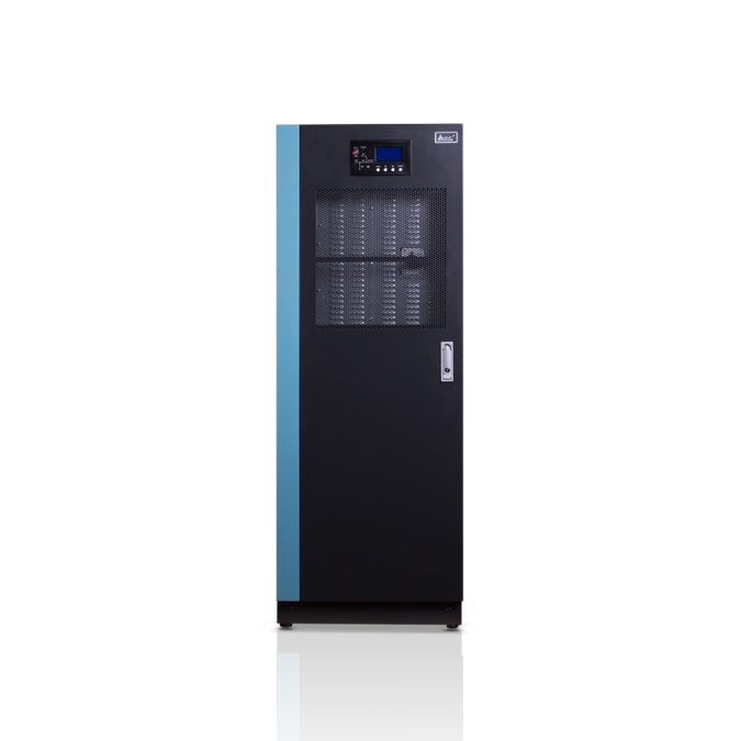 Источник бесперебойного питания, SVC, GT33-40KVA, Мощность 40кВА/36кВт, Диапазон работы AVR: 304-478В, Трёхфазный (3 фазы на вход, 3 фазы на выход), Батареи: 80шт.* 12Ач (не поставляются в комплекте, устанавливаются внутрь ИБП), On-Line, LCDRS-232, Коэффициент мощности 1, Чёрный