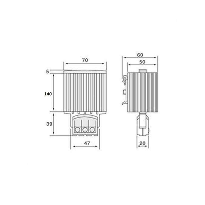 Обогреватель шкафной, iPower , HG140 60W 110-250V AC/DC, на дин-рейку