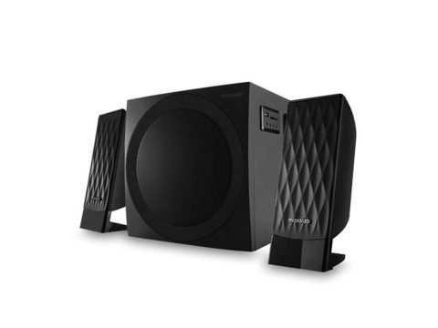 Акустическая система, Microlab, M300U, 2.1, 38Вт (12Вт*2+14Вт), Выход 2RCA, FM радио, SD, USB, Вход 3,5 MiniJack, Чёрный