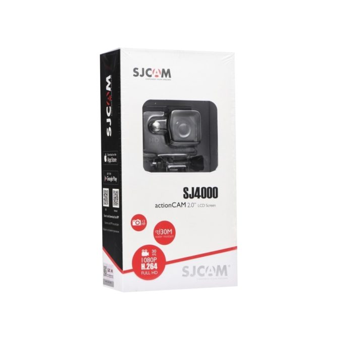 Экшн-камера, SJCAM, SJ4000, 1080P/30fps, 720P/60 fps, 12 МП 170°, Чипсет NTK 96650, 900mAh, 2" сенсорный дисплей, Чёрный