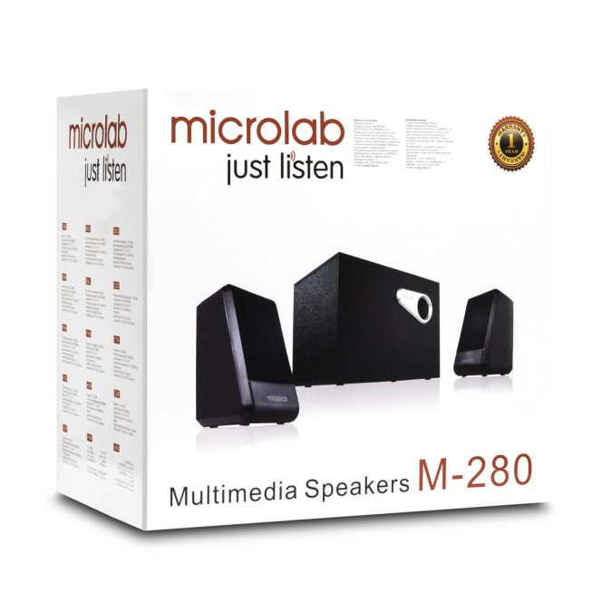 Акустическая система, Microlab, M280BT, Bluetooth 5.0, AUX, RCA, USB, SD, Выходная мощность 40Вт, RMS, Частота 35-20 000 Гц, 75ДБ, 2RCA , MDF, Черный