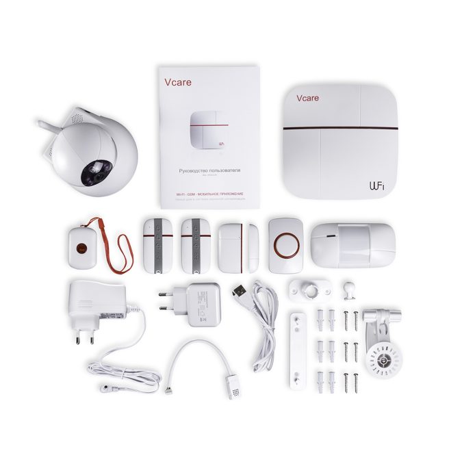 Беспроводной комплект системы безопасности, Patrol Hawk, B V-care (Эксперт), Wi-Fi, GSM, 1x панель сигнализации, 1x датчик движения, 1x датчик размыкания, 2x пульт управления, 1x IP камера, 1x кнопка вызова. Уточняйте работоспособность ПО на своем устройстве.