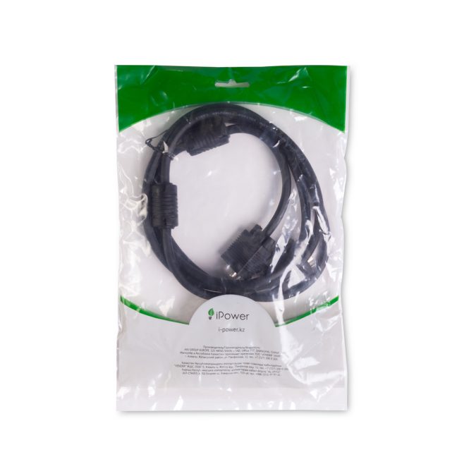 Интерфейсный кабель, iPower, iPiVGAMM18 , VGA 15M/15M 1.8 м., Чёрный