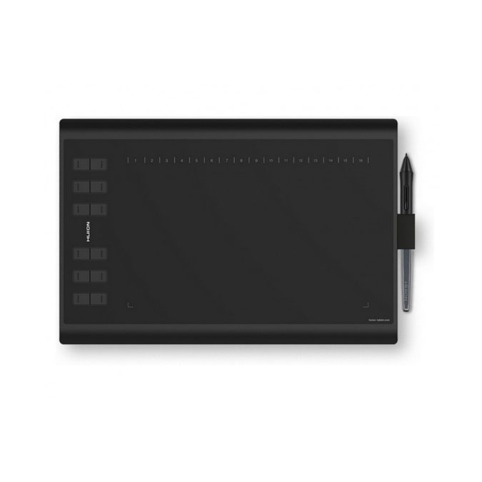 Графический планшет, Huion, H1060P, Разрешение 5080 lpi, Чувствительность к нажатию 8192, Интерфейс USB, Рабочая область 254x158.8 мм. (11"х 6.875"), Чёрный