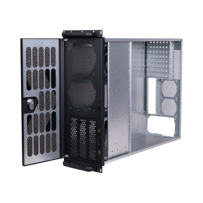 Компьютерный корпус с салазками, Delux, DLC-MU415, ATX/Micro-ATX/Mini-ITX, Высота процессорного кулера до 150мм, Длина VGA до 330мм, 10*3.5"/3*2.5, Сталь, 19" 4U, 550*430*176 мм, салазки DLA-419, Чёрный, Без Б/П, Заводская Сборка (Oригинал)
