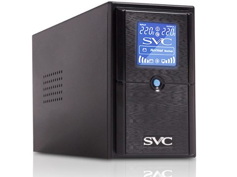 Источник бесперебойного питания, SVC, V-600-L-LCD, Мощность 600ВА/360Вт, Диапазон работы AVR: 165-275В, AVR в режиме Booster: 138-292В, Бат.: 12В/7.5 Ач*1шт., 3 вых.: 2 Shuko CEE7+1 IEC C13 (Bypass), Чёрный