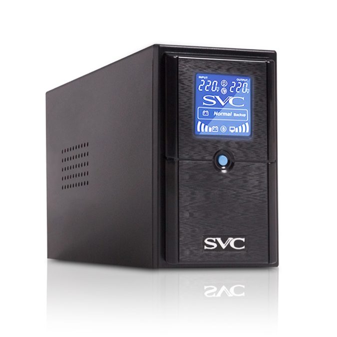 Источник бесперебойного питания, SVC, V-800-L-LCD, Мощность 800ВА/480Вт, Диапазон работы AVR: 165-275В, AVR в режиме Booster: 138-292В, Бат.: 12В/9 Ач*1шт., 3 вых.: 2 Shuko CEE7+1 IEC C13 (Bypass), Чёрный