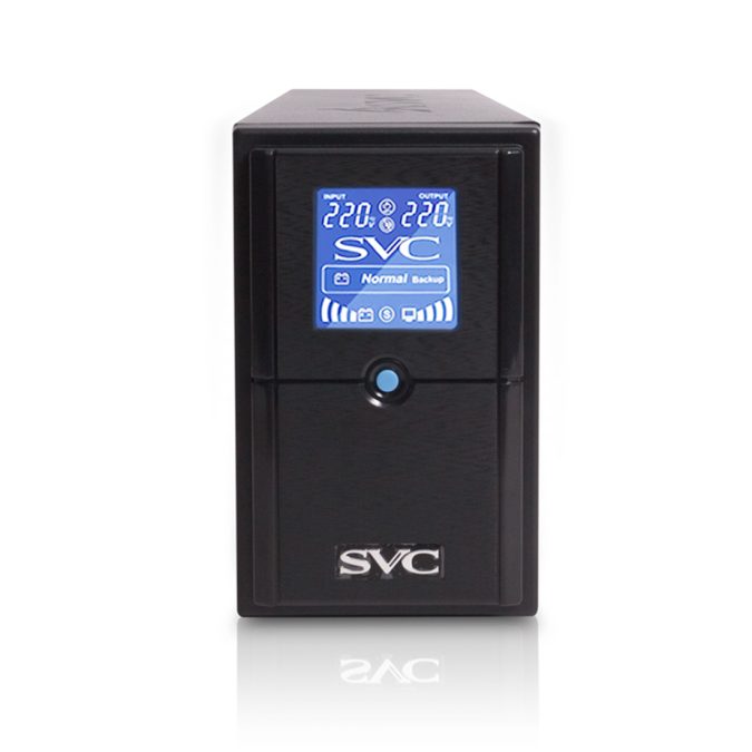 Источник бесперебойного питания, SVC, V-800-L-LCD, Мощность 800ВА/480Вт, Диапазон работы AVR: 165-275В, AVR в режиме Booster: 138-292В, Бат.: 12В/9 Ач*1шт., 3 вых.: 2 Shuko CEE7+1 IEC C13 (Bypass), Чёрный