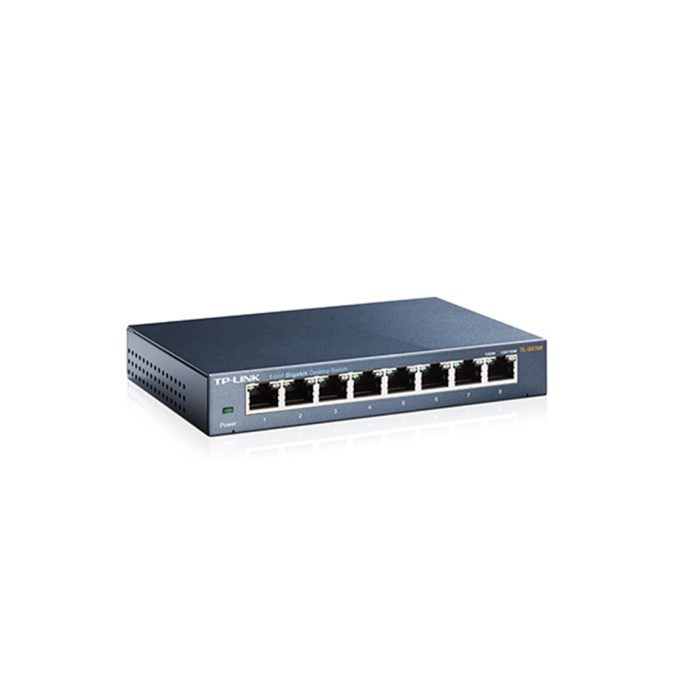 Коммутатор, TP-Link, TL-SG108, Настольный, неуправляемый, 8 портов 10/100/1000М, Корпус металл