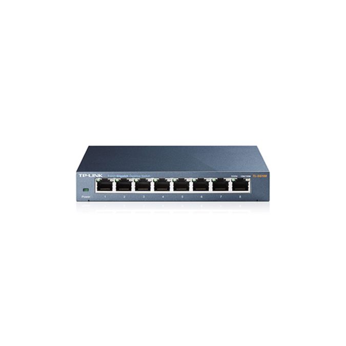 Коммутатор, TP-Link, TL-SG108, Настольный, неуправляемый, 8 портов 10/100/1000М, Корпус металл