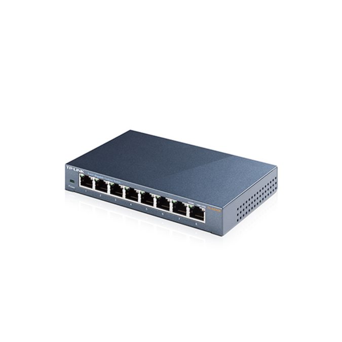 Коммутатор, TP-Link, TL-SG108, Настольный, неуправляемый, 8 портов 10/100/1000М, Корпус металл