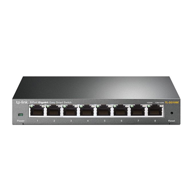 Коммутатор, TP-Link, TL-SG108E, Настольный, 8 портов 10/100/1000M, Управляемый (Easy Smart), Корпус металл